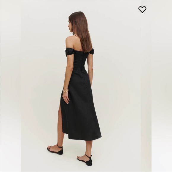 NWT Reformation BLACK BRIDGERTON LINEN MIDI DRESS Size 2 - Picture 3 of 10